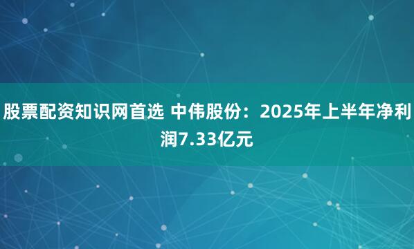股票配资知识网首选 中伟股份：2025年上半年净利润7.33亿元